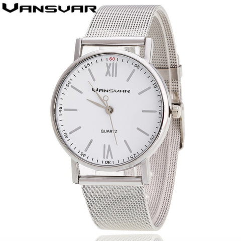 Vansvar 2016 New Style Watch Silver Band Women Wristwatch Quartz Watches Casual Relogio Feminino 1696