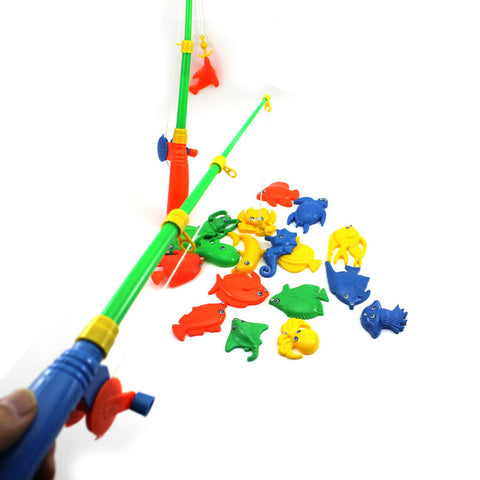 Learning & education fishing toy Baby Magnetic Double Fishing Rod + 20 Fish Model Baby Toy Fun Toy