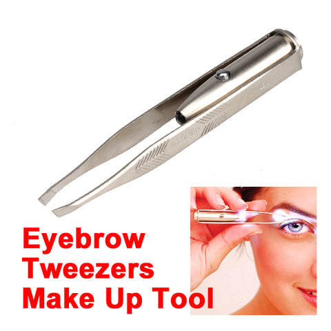 Hot Sale Make Up Led Light Eyelash Eyebrow Hair Removal Tweezer Face Hair Remover Stainless Steel Eyebrow Tweezers
