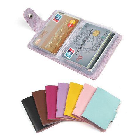 Fashion 24 Bits Useful Business Credit Card Holder PU Leather Buckle Cards Holders Organizer Manager For Women Men Free Shipping