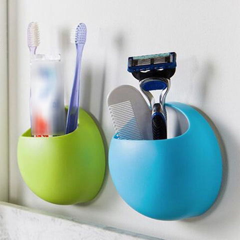 Cute Toothbrush Holder Suction Hooks Cups Organizer Bathroom Accessories Tooth Brush Holder Cup Wall Mount Set Bathroom Sucker
