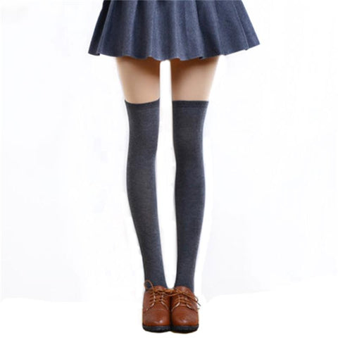 1 Pair 5 Solid Colors Fashion Sexy Warm Thigh High Over the Knee Socks Long Cotton Stockings For Girls Ladies Women