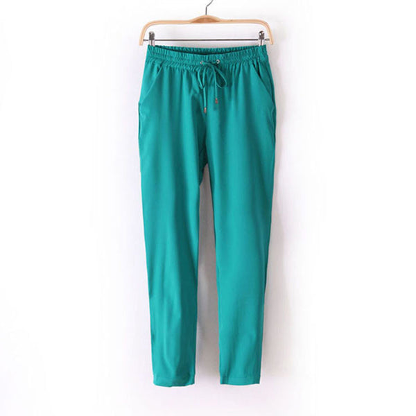 Fashion casual breathable Chiffon haroun pants 7colors Women's summer loose Elastic Waist trousers slacks personality