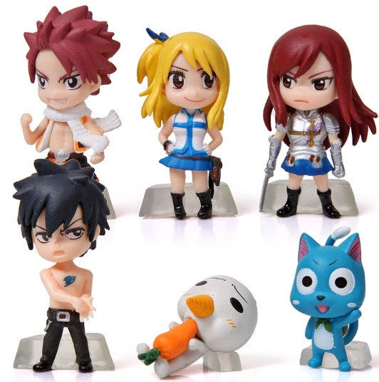 6Pcs/Set Anime Cartoon Character Fairy Tail Natsu Gray Lucy Erza Figure Action Doll Toys Great Gift