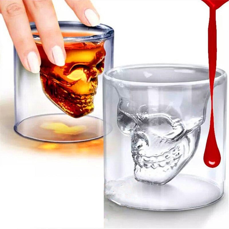 Magic Transparent Glass Skull Mugs Coffee Cups Bilayer Bar Wine Beer Drinkware Gift Tea Cup