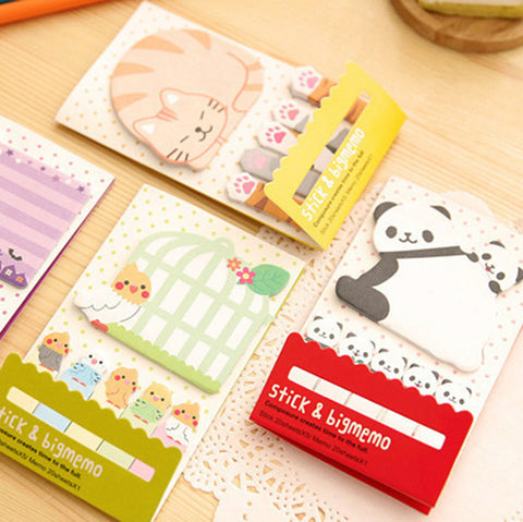 Animal Cat Panda Cute Kawaii Sticky Notes Post It Memo Pad School Supplies Planner Stickers Paper Bookmarks Korean Stationery