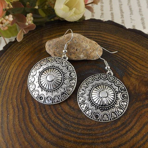 2014 New Arrival Bohemia Tibet Jewelry Tibetan Silver Vintage Round Pendnat Retro Drop Earring 1pair for Women Hot MK-013