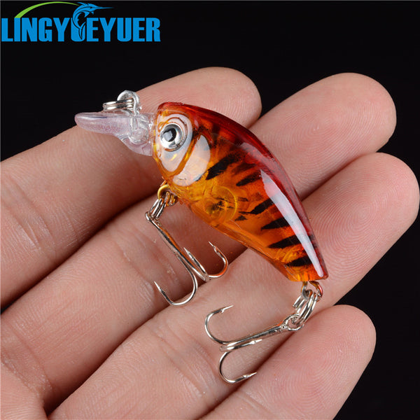 New 1pcs 4.5CM/4G Laser Hard Crank Fishing Lure Crankbait Treble Hooks 3D Eyes Bait Fishing Tackle