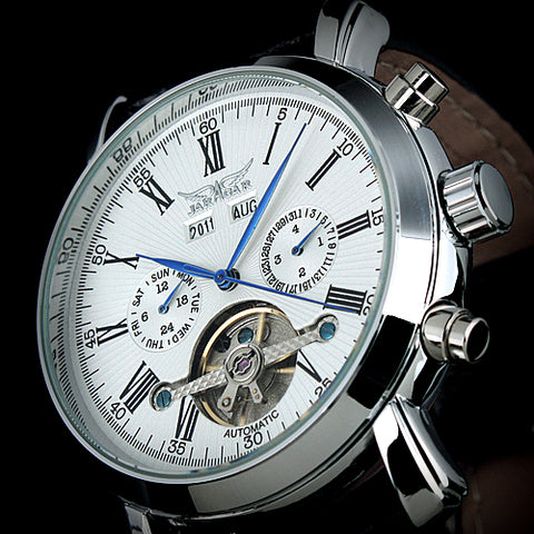 JARAGAR Full Calendar Tourbillon Auto Mechanical Mens Watches Top Brand Luxury Wrist Watch erkek kol saati Montre Homme