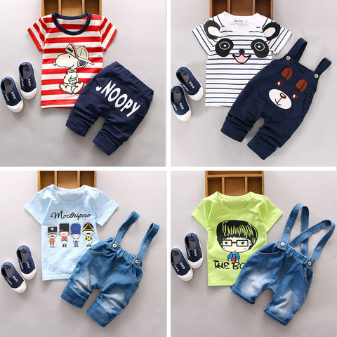 2016 New Summer baby sets boys clothes cotton o-neck shorts with character print children toolders clothing set suit A122-A159