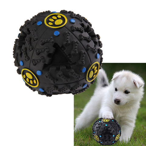 7.5cm Funny Pet Food Dispenser Toy Ball Dog Cat Play Squeaky Squeaker Quack Sound Training Toy Chew Ball