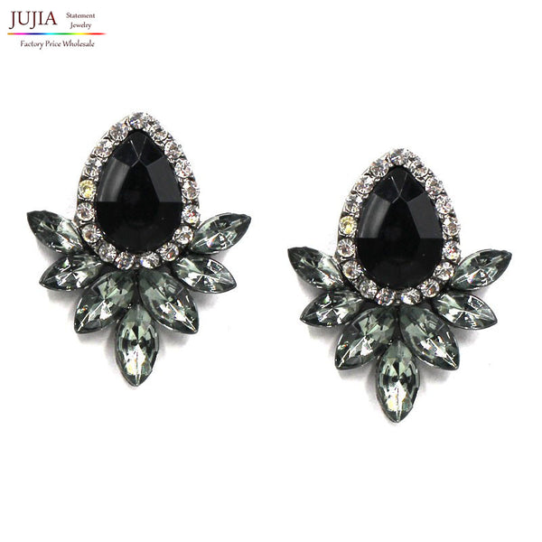 Women's fashion earrings New arrival brand sweet metal with gems stud crystal earring for women girls