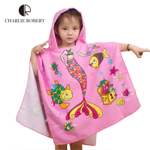 New Children Beach Towel 120*60cm Kids Hooded Cloak Cartoon Baby Boys Girls Towel Bibulous Towel For Children Serviette De Bain