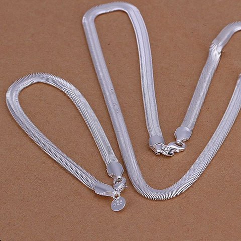 Factory price top quality 925 jewelry silver plated   jewelry sets  silver plated  necklace bracelet free shipping SMTS084