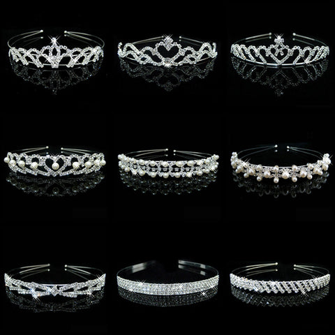 HOT Sale Charm Wedding Bridal Bridesmaid Tiara Crown Headband Heart Flower Girls Love Crystal Rhinestone Party Jewelry 18 styles