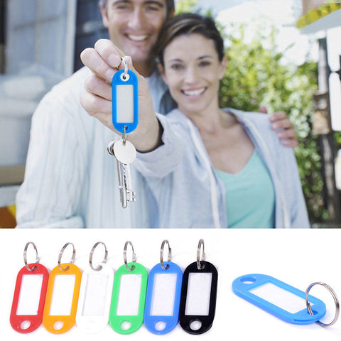New 10PCS Colorful Key ID Labels Name Tags Split Ring Car Door Keyring Keychain