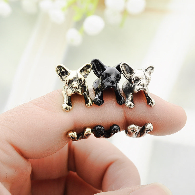 HOT SALE French Bulldog Ring Adjustable Animal Dog Ring Jewelry Zinc Alloy Retro Ring For Men And Women Lovers' Fashion Jewelry