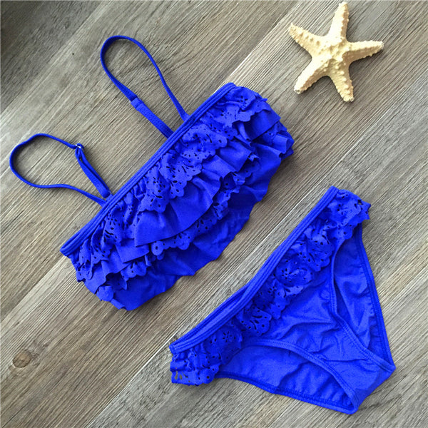 7-16years children swimwear falbala girls swimwear baby kids biquini infantil swimsuit bikini girl 2016 New summer bathing suit