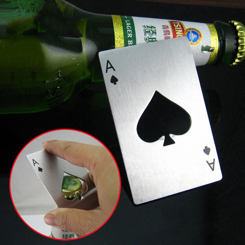 New Stylish Beer Bottle Opener Poker Playing Card Ace of Spades Bar Tool Soda Cap Opener Gift Kitchen Gadgets Tools