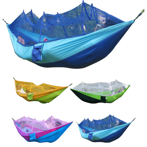 260x130cm Portable High Strength Parachute Fabric Camping Hammock Hanging Bed With Mosquito Net Sleeping Hammock