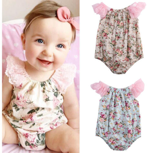 2016 New Baby Girls Clothes Summer Flower Baby Girls Bodysuit 0-24M Newborn Infant Toddle Bebes One-Pieces Body Suit Costume