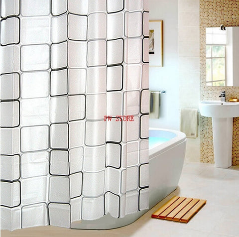 PEVA Bathroom Shower Curtains Water Proof  Bath Curtain Plaid Pattern