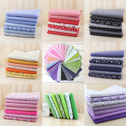 7pcs 50cm x47cm-50cm free shipping plain thin Patchwork Cotton dobby Fabric Floral Series Quilt Charm Quarters Bundle Sewing