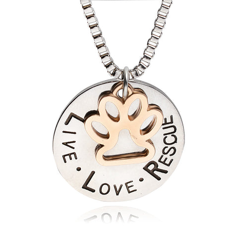 Sunshine Live Love Rescue letter Love Word dog lover necklace Cat Dog Paw Print Pendant Necklace Mothers Day new fashion