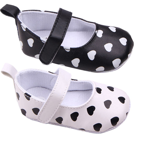 Baby Girl Princess Mary Janes Crib Shoes Toddler Kids Heart Printed Shoes 0-12 M