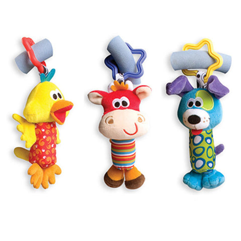 Kid Baby Toys Rattle Tinkle Hand Bell Multifunctional Plush Stroller Cute Animal Duck Dog Fawn Toy