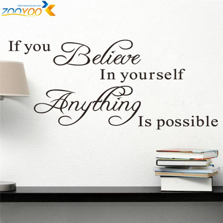 believe in yourself home decor creative quote wall decal zooyoo8037 decorative adesivo de parede removable vinyl wall sticker