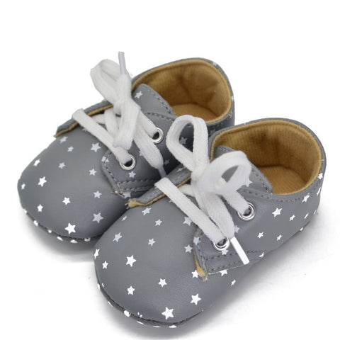 0-18M Newborn Kids Baby Shoes Star Pattern Lace Up Soft Sole Sneaker Crib Shoes L07