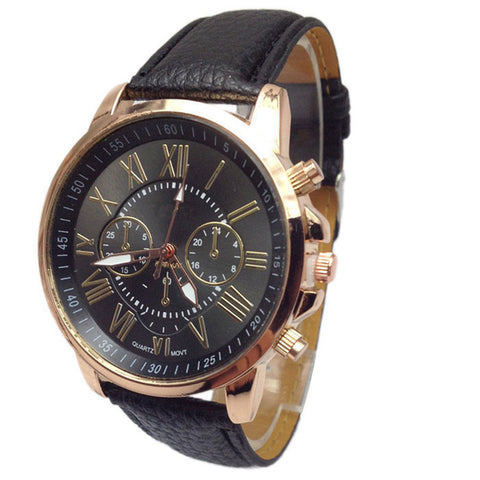 2016 Fashion Brand Geneva Watches Women Men Casual Roman Numeral Watch For Men Women PU Leather Quartz Wrist Watch relogio Clock