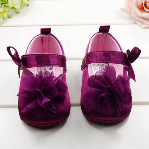 Toddler Kids Baby Girls Bowknot Flower Soft Sole Crib Shoes Baby Shoes 3-12M