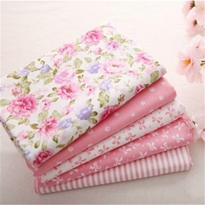 Hot 40*50CM 5PCS Sweet Pink Printed Cotton Fabric Telas Bundle DIY Patchwork Sewing Baby Toy Material Quilting Bedding Tecido