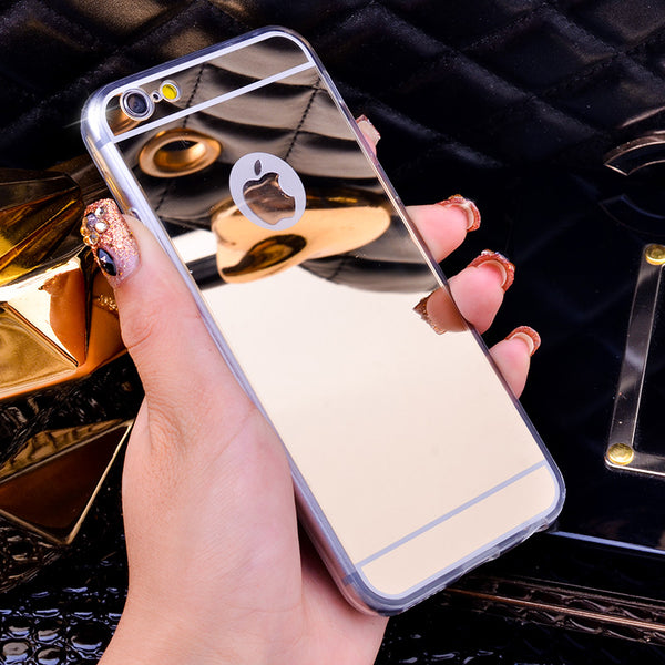 Luxury Mirror Electroplating Soft Clear TPU Cases For iphone 6 / 6S / 7 4.7inch For iPhone6 7 Plus 5.5 inch 5 5s Back Cover Bags