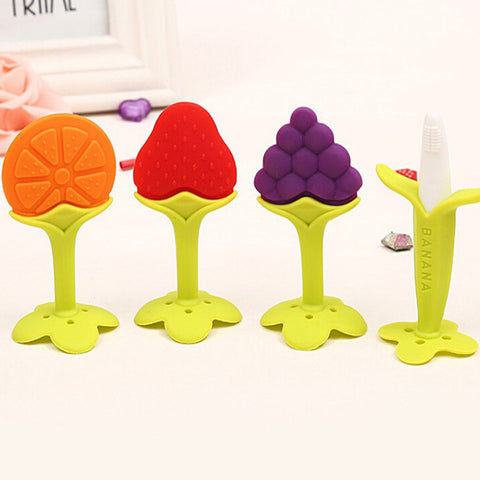 Baby Teether Fruit and Vegetable Shape Teether Silicone 2016 Brand New Baby Dental Care Toothbrush Training Baby Care Silicone
