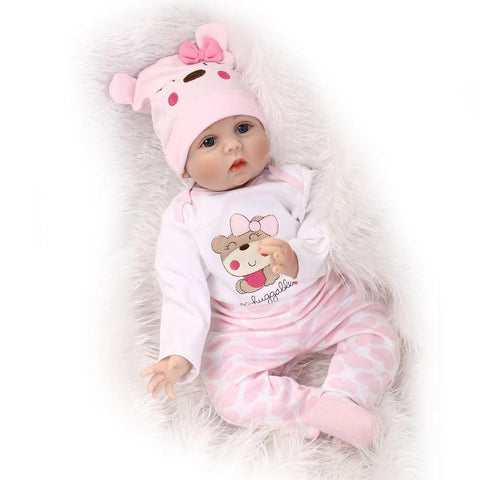 55cm Soft Body Silicone Reborn Baby Doll Toy For Girls NewBorn Girl Baby Birthday Gift To Child Bedtime Early Education Toy