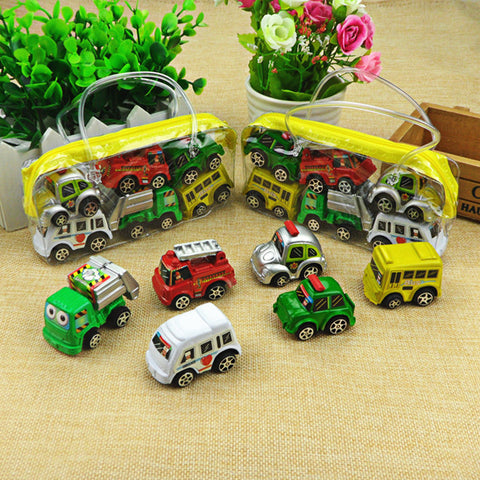 6pcs/lot Pull Back Car Toys Car Children Racing Car Baby Mini Cars Cartoon Pull Back Bus Truck Kids Toys For Children Boy Gifts