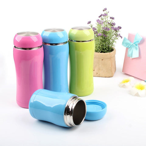Thermoses Cup Double Wall Stainless Steel Drinkware thermo tumbler mug Lady Travel outdoor Pink Blue Solid Vacuum flask bottle