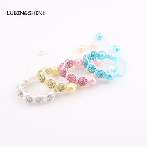Baby Kids Shamballa Bracelet Pave Crystal Disco Ball Candy Beads Friendship Children Bracelets  Nice Gift for Children kids ZB76