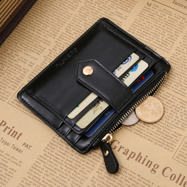 New Classic Zipper Hasp Coin Purse Black Brown Red Colors Photo Bit Credit Card Slots Coins Change Pocket Wallet Free Shipping