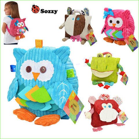 1pcs Sozzy Cute Kid Plush School Backpacks 25cm Animal Figure Bag Kid Girls Boys Gifts Toy Owl Cow Frog Monkey schoolbag
