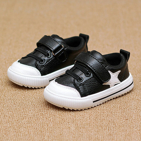 Children's Sport Shoes Leather Boys Girls Leather Shoes Wholesale Baby Fashion Sneakers Comfortable Kids Flats Shoes Autumn  Red
