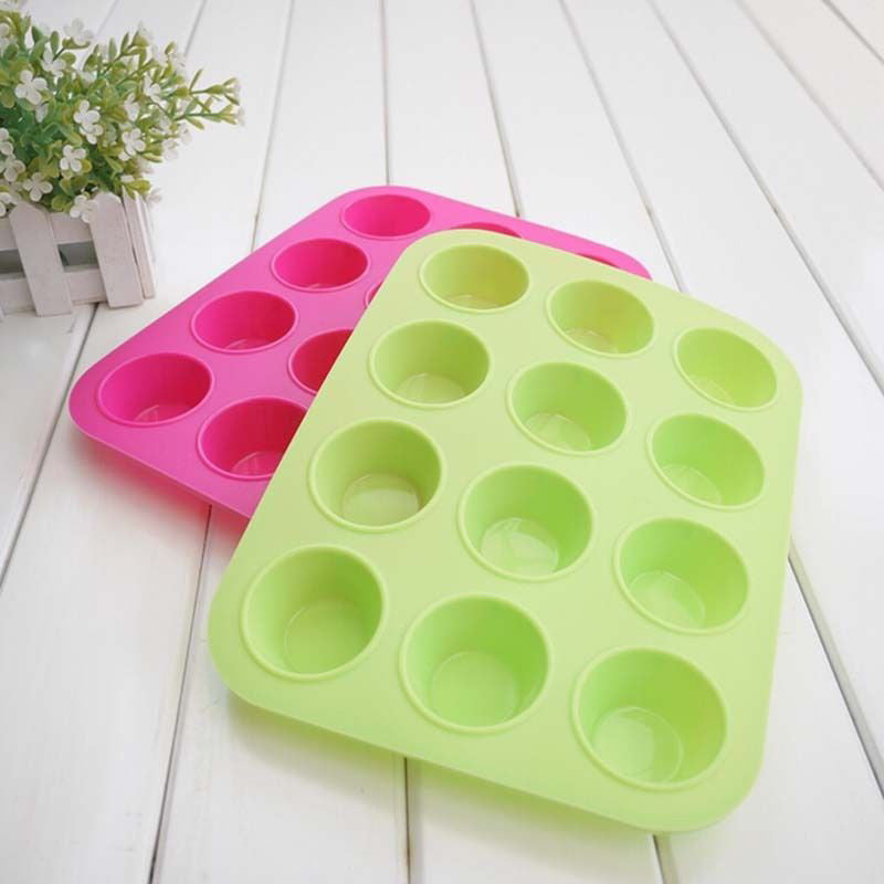 New Cake Tools Fondant Kitchen Bakeware Silicone Metal Non-Stick 12 Cups Cupcake Baking Tray Mousse Cake Mold Muffin Pan #81519