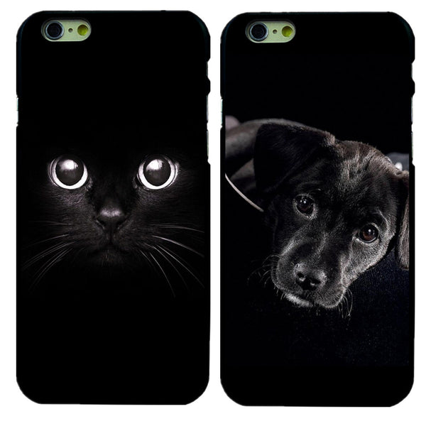 Black Cat & Dog Pattern Hard Protective Back Case For iPhone 4 4S 5 5S SE 5c 6 6S Fundas Phone Cover Capa Coque