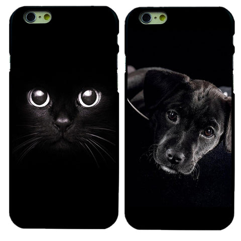 Black Cat & Dog Pattern Hard Protective Back Case For iPhone 4 4S 5 5S SE 5c 6 6S Fundas Phone Cover Capa Coque