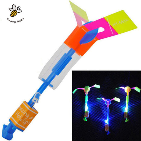 Shining Rocket Flash Copter Arrow Helicopter Neon Led Light Amazing Elastic Powered LED Arrow Helicopter Flying Toy Party Gift