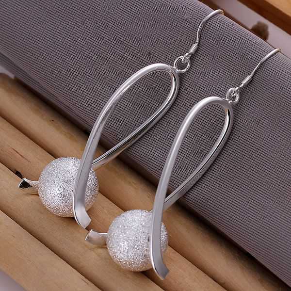 Free Shipping!!Wholesale 925 jewelry silver plated Earring, silver plated   Fashion Jewelry,Fashion Ball Earrings SMTE133