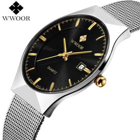 New Men Watches Top Brand Luxury 50m Waterproof Ultra Thin Date Clock Male Steel Strap Casual Quartz Watch Men Wrist Sport Watch